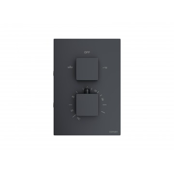 Natryskowy czarny zestaw prysznicowy corsan za25tblw kwadratowa deszczownica z podtynkową baterią termostatyczną i funkcjonalną 