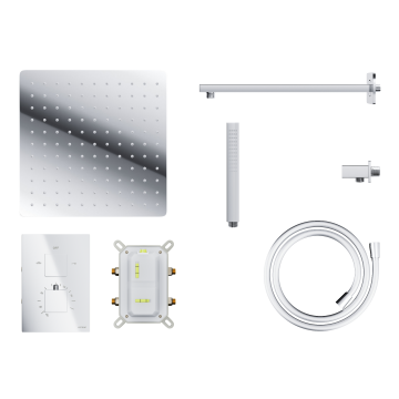 Natryskowy zestaw prysznicowy corsan za30tch kwadratowa deszczownica z podtynkową baterią termostatyczną