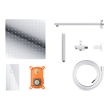 Natryskowy zestaw prysznicowy corsan za30mchw kwadratowa deszczownica z podtynkową baterią mieszaczową i funkcjonalną wylewką
