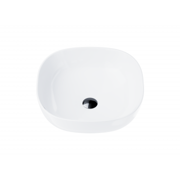 Wolnostojąca umywalka nablatowa corsan 649995 kwadratowa biała 42 x 42 x 14,5 cm z korkiem czarnym