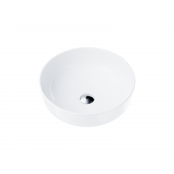 Wolnostojąca umywalka nablatowa corsan 649988 okrągła biała 41,5 x 41,5 x 13,5 cm z korkiem chrom