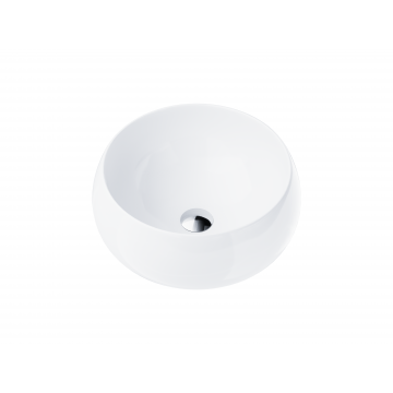 Wolnostojąca umywalka nablatowa corsan 649926 okrągła biała 40 x 40 x 16 cm z korkiem chrom