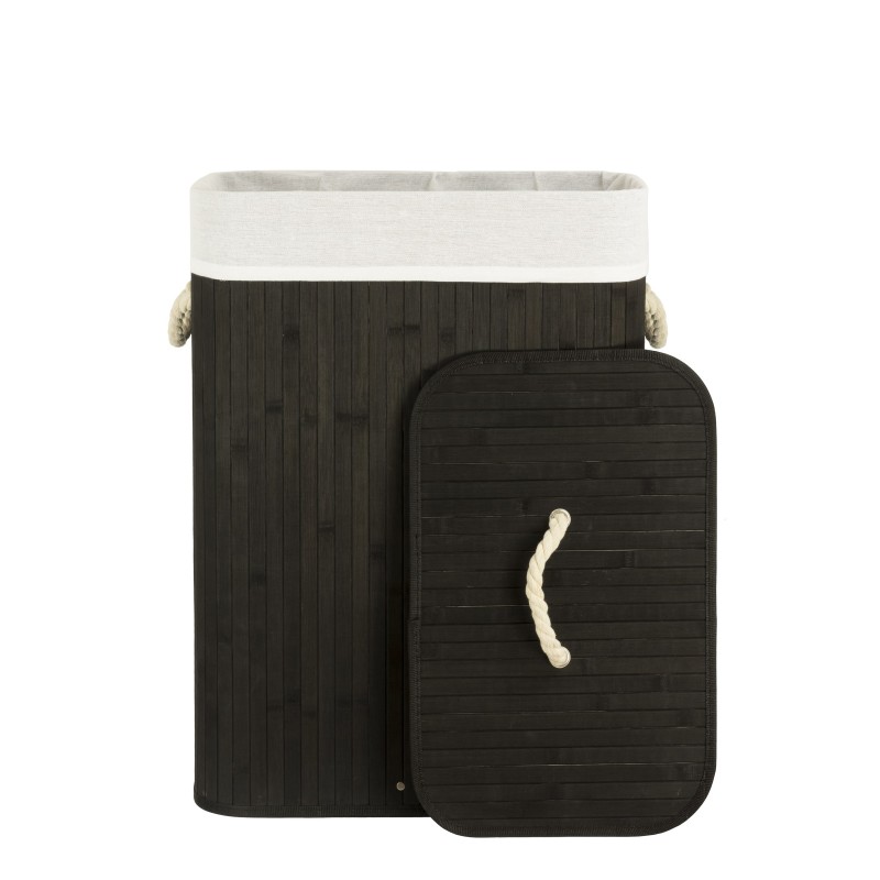 Kosz bambusowy z wyściółką na pranie koszoplotka czarny 45x28x61h