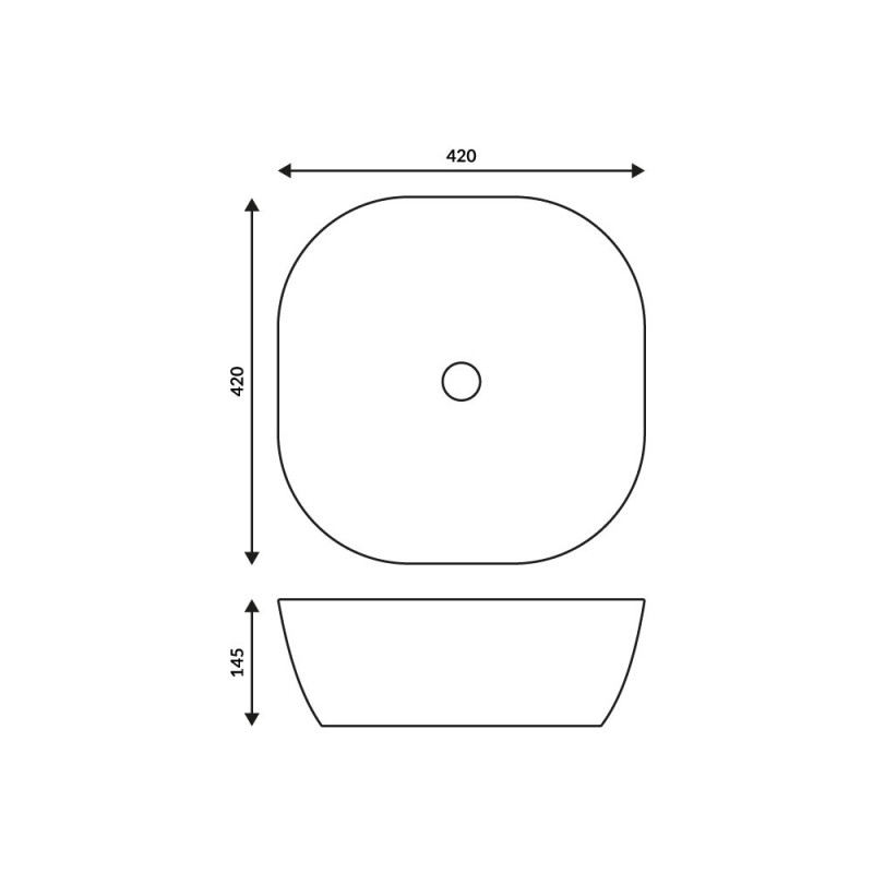 Wolnostojąca umywalka nablatowa corsan 649995 kwadratowa biała 42 x 42 x 14,5 cm z korkiem białym