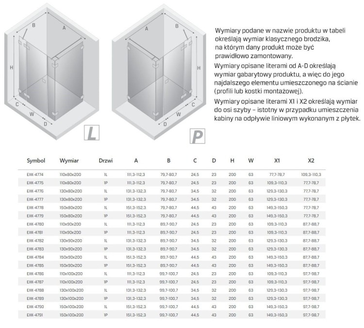 Kabina prysznicowa New Trendy Eventa Gold Shine prawa