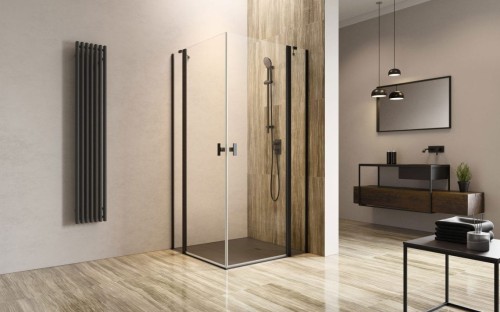 Kabina Radaway Nes 8 Black KDD II 100x100x200 czarna przejrzysta