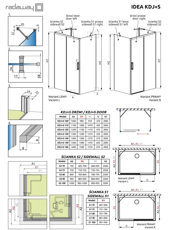 Kabina prysznicowa Radaway Idea Black KDJ+S 100x70x200,5 czarna lewa