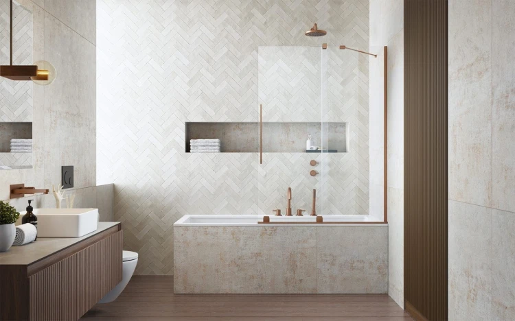 Parawan nawannowy Furo Brushed Copper PND II Radaway prawy miedź