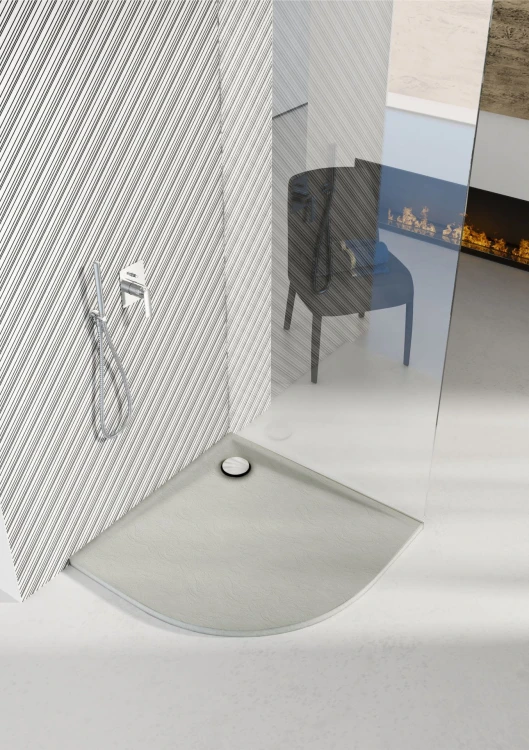Brodzik półokrągły LIBRA Cement Stone 80x80 Schedpol Schedline, szary
