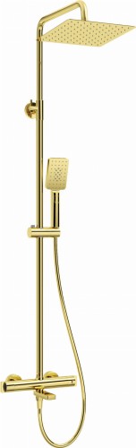 Deszczownica z baterią wannową termostatyczną złota Deante