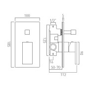 Bateria VADO NOTION prysznicowa podtynkowa z przełącznikiem czarna szczotkowana