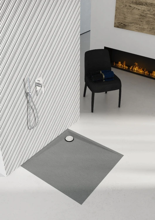 Brodzik kwadratowy LIBRA Anthracite Stone 80x80 Schedpol Schedline, antracytowy