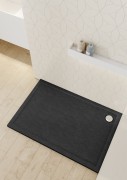Brodzik prostokątny Sharper Black Stone 80x100 Schedpol Schedline, czarny