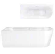 Wanna wolnostojąca narożna corsan intero 150 x 74 z szeroką krawędzią montaż lewostronny korek klik-klak biały