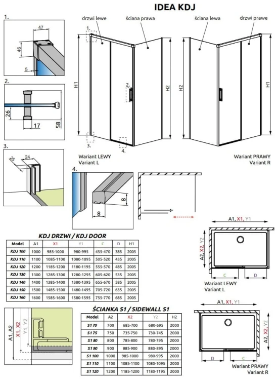 Kabina prysznicowa Radaway Idea KDJ 140x90x200,5 lewa przejrzysta