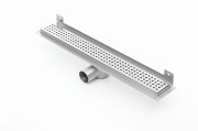 Odpływ liniowy ścienny z flanszą i metalowym syfonem Kesmet 90 cm z rusztem Square