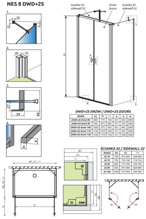 Kabina prysznicowa Nes 8 DWD+2S Radaway szkło przejrzyste