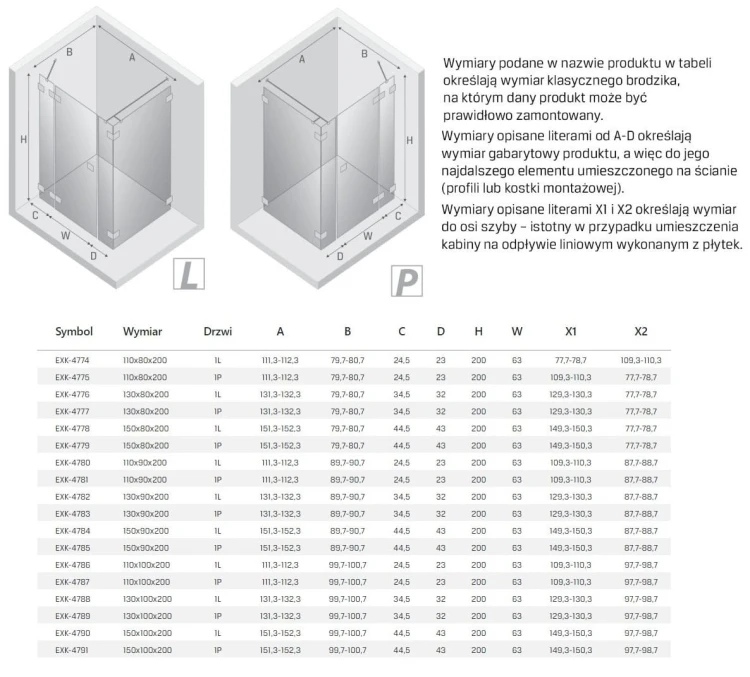 Kabina prysznicowa New Trendy Eventa Gold Shine lewa