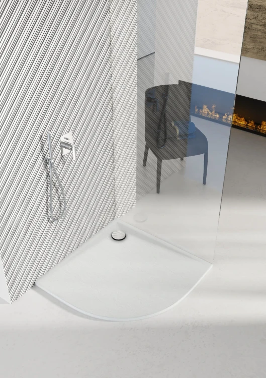 Brodzik półokrągły LIBRA White Stone 90x90 Schedpol Schedline, biały