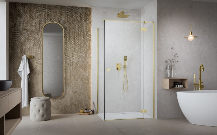 Kabina prysznicowa Radaway Essenza Gold KDJ prawa przejrzysta