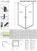 Kabina Radaway Nes 8 Black KDD I Factory 90x90x200 szkło przejrzyste