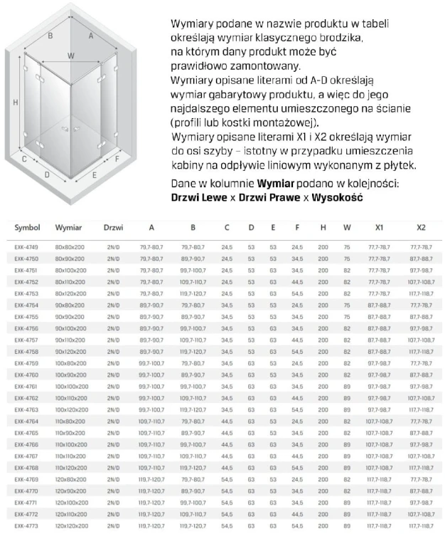 Kabina prysznicowa dwudrzwiowa New Trendy Eventa Gold Shine