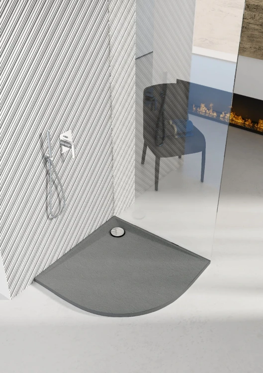 Brodzik półokrągły LIBRA Anthracite Stone 90x90 Schedpol Schedline, antracyt