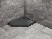 Brodzik pięciokątny Radaway Doros PT E Compact 100x80 Stone czarny prawy