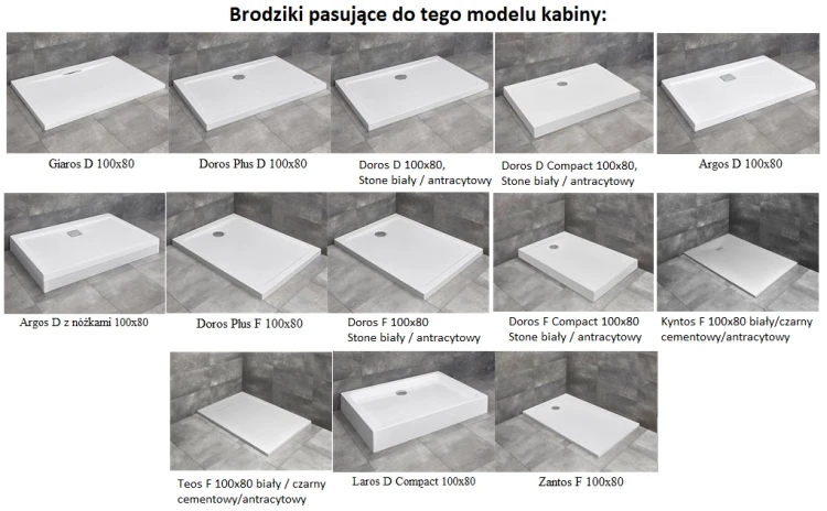 Kabina Radaway Espera Pro KDJ 100x80x200 prawa, szkło przejrzyste