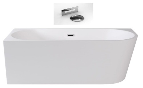 Wanna wolnostojąca Zoya Besco 150x75 biała lewa + syfon chrom