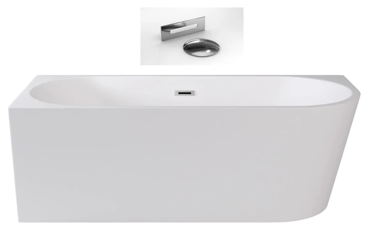 Wanna wolnostojąca Zoya Besco 150x75 biała lewa + syfon chrom