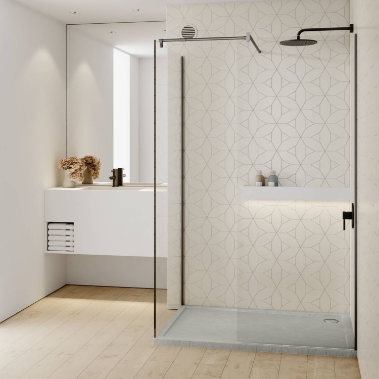 Brodzik prostokątny Sharper Cement Stone 90x100 Schedpol Schedline, szary