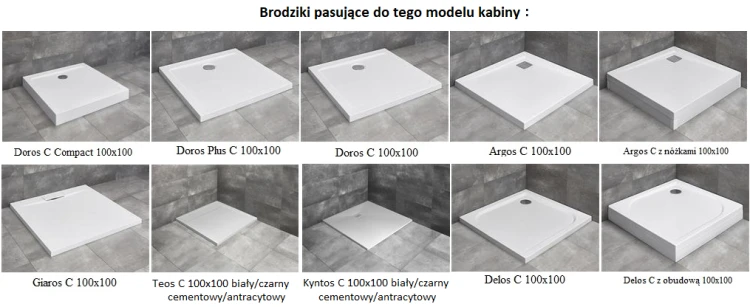 Kabina Radaway Espera Pro KDJ 100x100x200 lewa, szkło przejrzyste