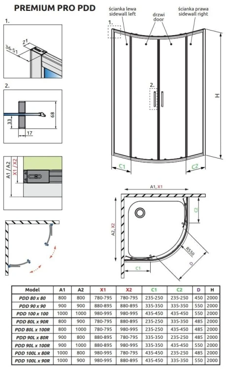 Kabina prysznicowa Radaway Premium Pro PDD 90x100x200