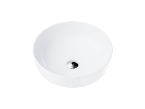 Wolnostojąca umywalka nablatowa corsan 649988 okrągła biała 41,5 x 41,5 x 13,5 cm z korkiem chrom