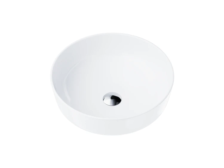 Wolnostojąca umywalka nablatowa corsan 649988 okrągła biała 41,5 x 41,5 x 13,5 cm z korkiem chrom