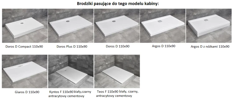 Kabina Radaway Espera Pro KDJ 110x90x200 lewa, szkło przejrzyste