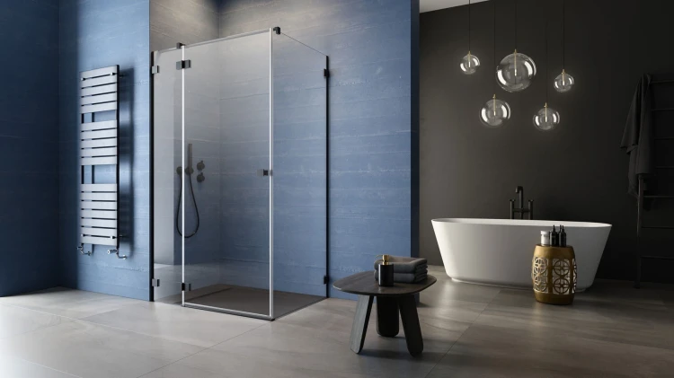 Kabina Radaway Essenza Pro Black KDJ 90x90x200 lewa przejrzysta