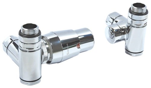 Zestaw zaworów termostatycznych z trójnikiem chrom lewy Sunerzha