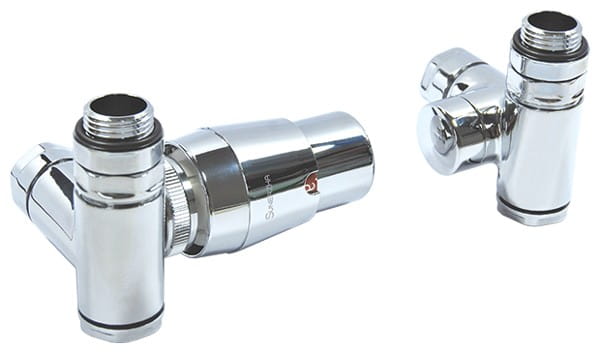 Zestaw zaworów termostatycznych z trójnikiem chrom lewy Sunerzha