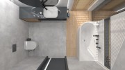 Wanna wolnostojąca narożna corsan intero 170 x 80 z szeroką krawędzią montaż prawostronny korek klik-klak grafit / gun metal