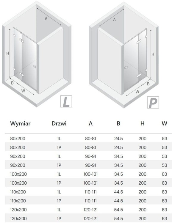 Drzwi prysznicowe New Trendy Eventa Black Chrome lewe czyste