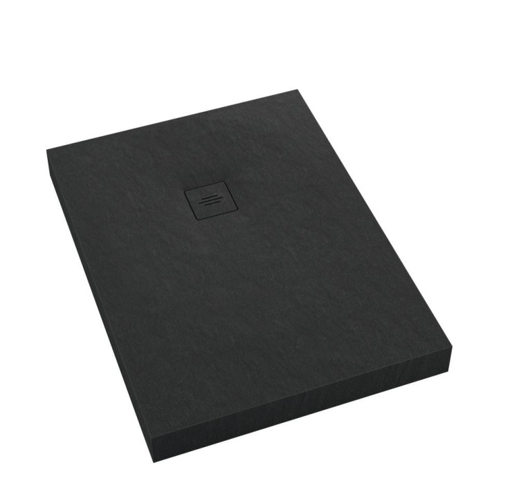 Brodzik prostokątny NONLIMITS Black Stone 80x160 Schedpol Schedline, czarny