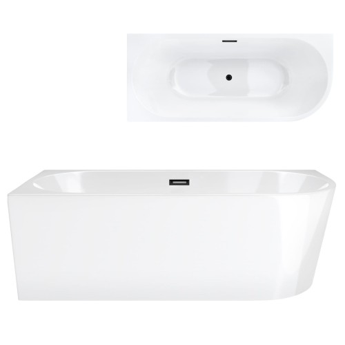 Wanna wolnostojąca narożna corsan intero 150 x 75 montaż lewostronny korek klik-klak grafit / gunmetal