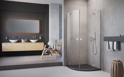 Kabina półokrągła Radaway Essenza PDD 90x80x200 szkło przejrzyste