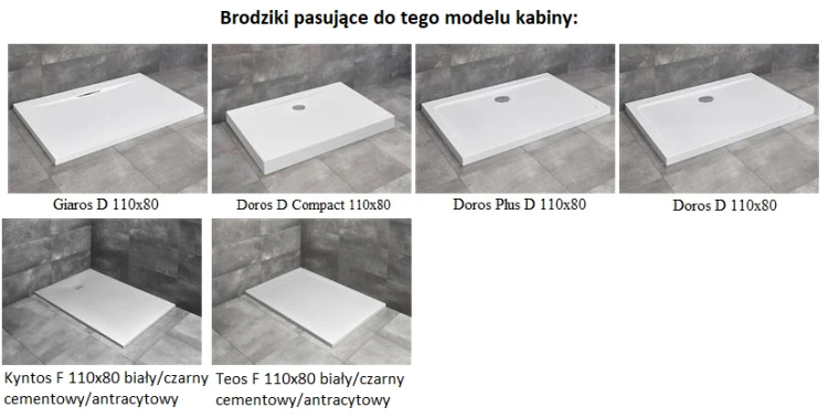 Kabina Radaway Espera Pro KDJ 110x80x200 prawa, szkło przejrzyste
