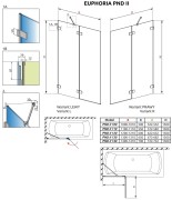 Parawan nawannowy Radaway Euphoria PND 100x150 prawy szkło przejrzyste