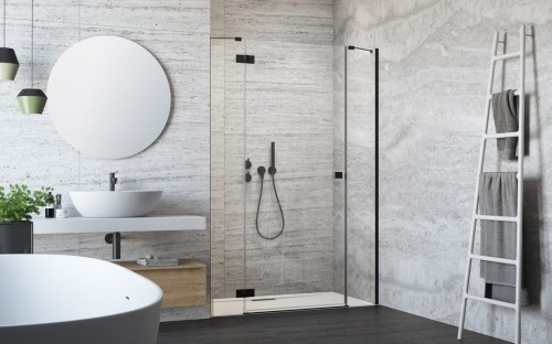 Drzwi prysznicowe Essenza Black DWJS 110x200 Radaway czarne lewe