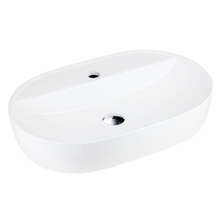 Umywalka nablatowa olvena uc5658ch 600x400x120mm otwór na baterię chromowany korek