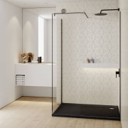 Brodzik prostokątny Sharper Black Stone 80x100 Schedpol Schedline, czarny